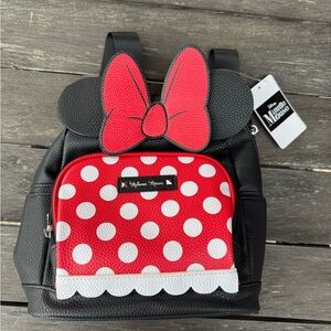 Disney Minnie Mouse Polka Dot Backpack - Red, Black, and White